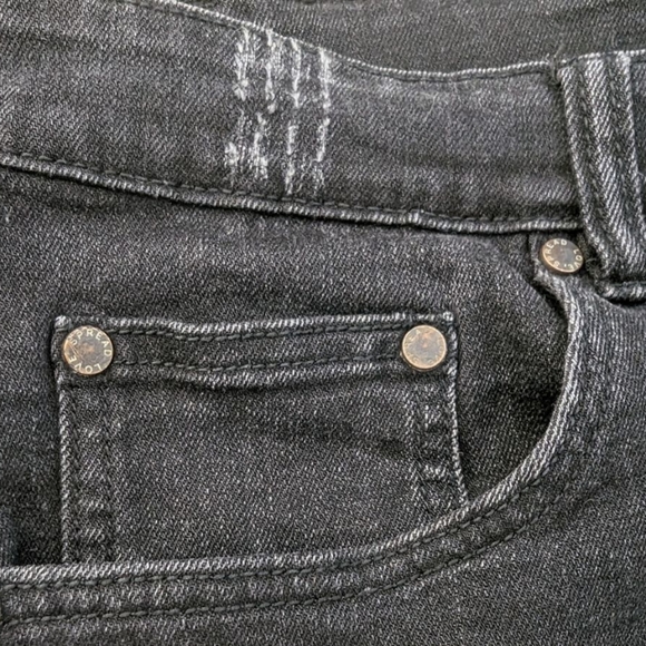 serenade Jeans Serenede Black Denim Distressed Jeans Dark Wash Slim